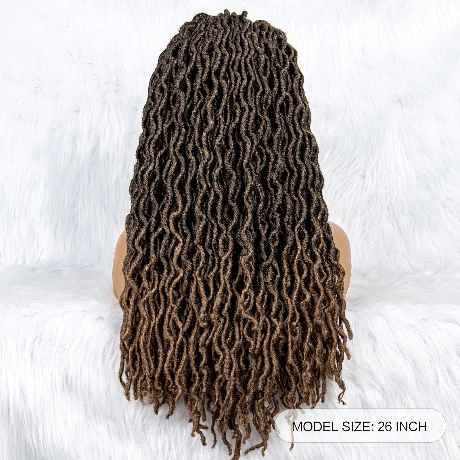 26" Goddess Locs Braided Wig | Lace Front Faux Locs Wig with Baby Hair | Synthetic Dreadlock Braids Wig for Women | Transparent Lace