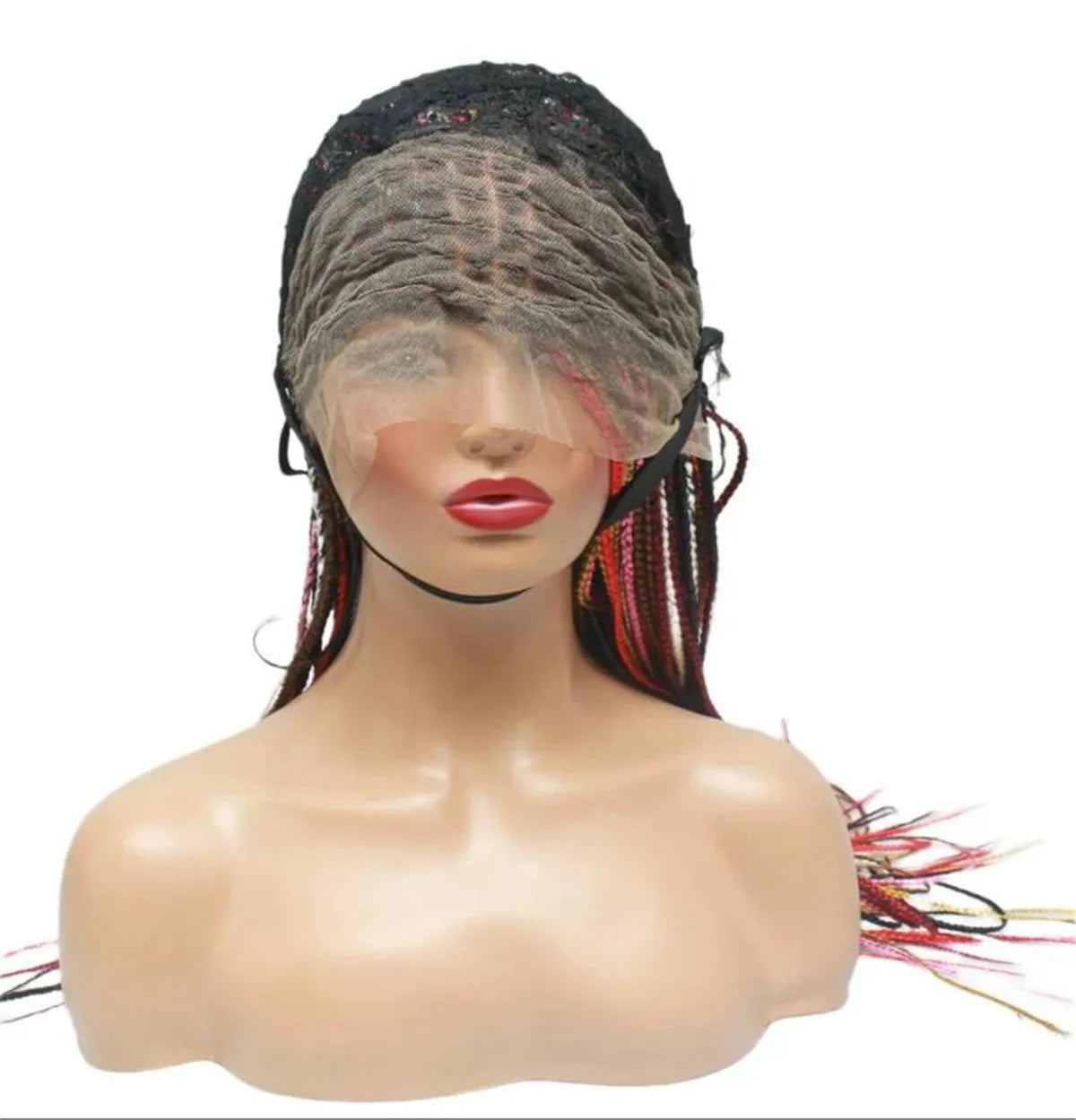 Knotless Box Braids Wig | Multi-Color Braided Lace Frontal Wig | Glueless & Lightweight | Kanekalon Synthetic Hair