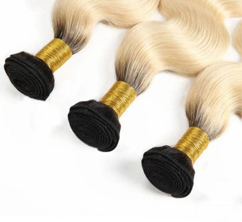 Rebecca Ombre Body Wave Human Hair Bundles | 1B/4/27/30/99J/613 Blonde Two & Three-Tone Remy Weave Deals Luxegan