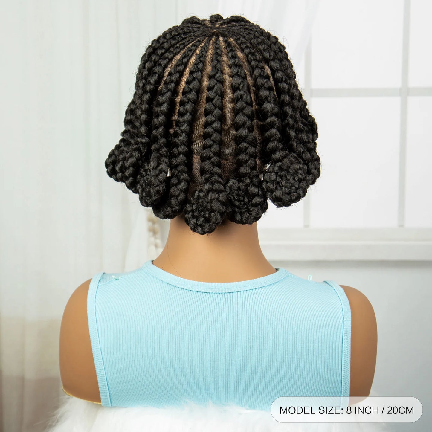 Handmade Knotless Bantu Cornrow Braids Wig | Full Lace Front | Short Braids Luxegan