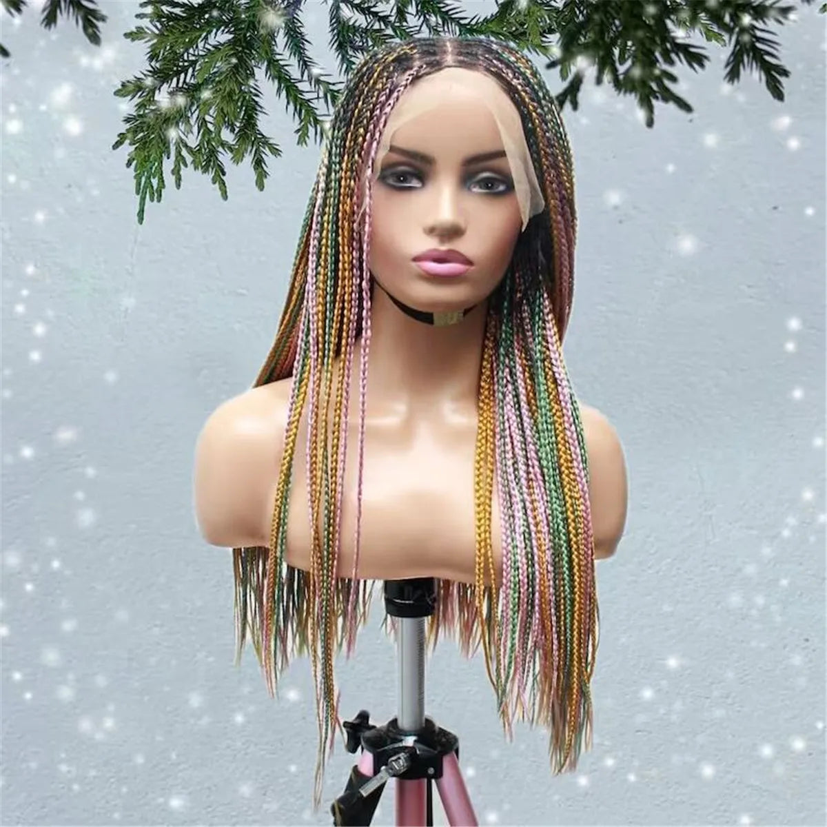 Knotless Box Braids Wig | Multi-Color Braided Lace Frontal Wig | Glueless & Lightweight | Kanekalon Synthetic Hair