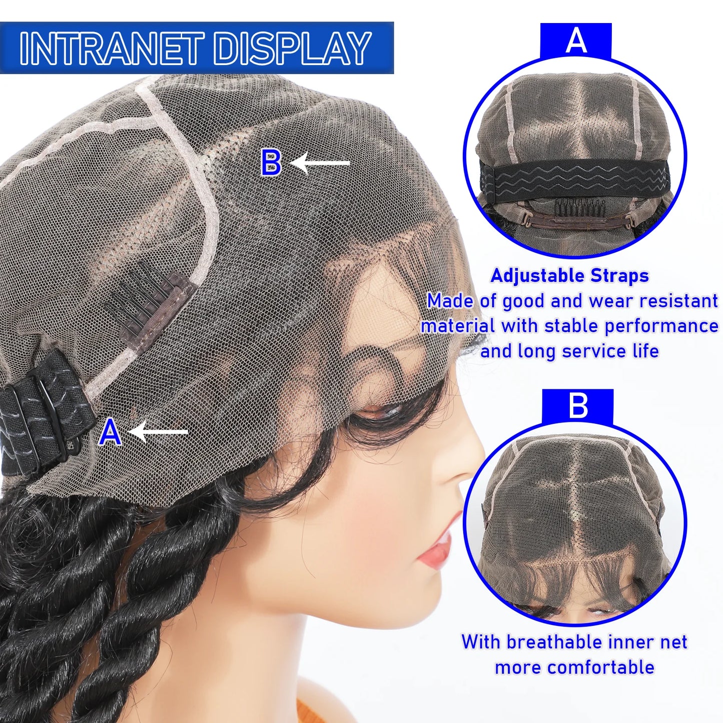 36" Hand-Tied Faux Locs Full Lace Wig | Transparent Lace | Goddess Braids | Synthetic Braided Wig