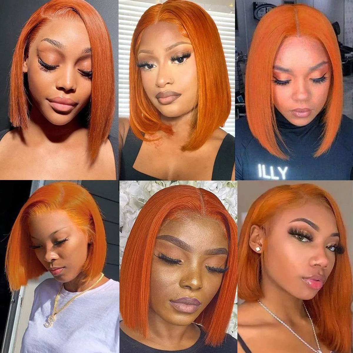 Orange Ginger Straight Bob Wig | 13x4 HD Transparent Lace Front Brazilian Human Hair (Pre-Plucked) Luxegan