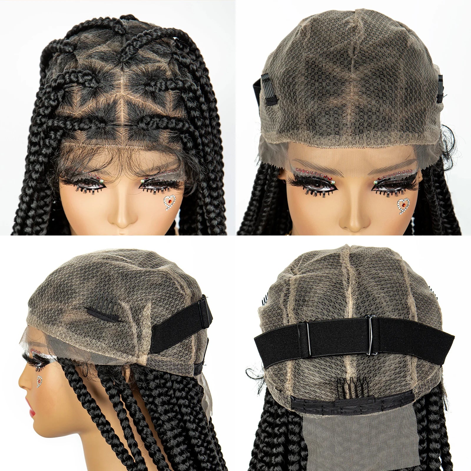 32" Triangle Knotless Box Braids Wig | KIMA Full Lace Front Braided Wig | Transparent Lace | Synthetic Braids