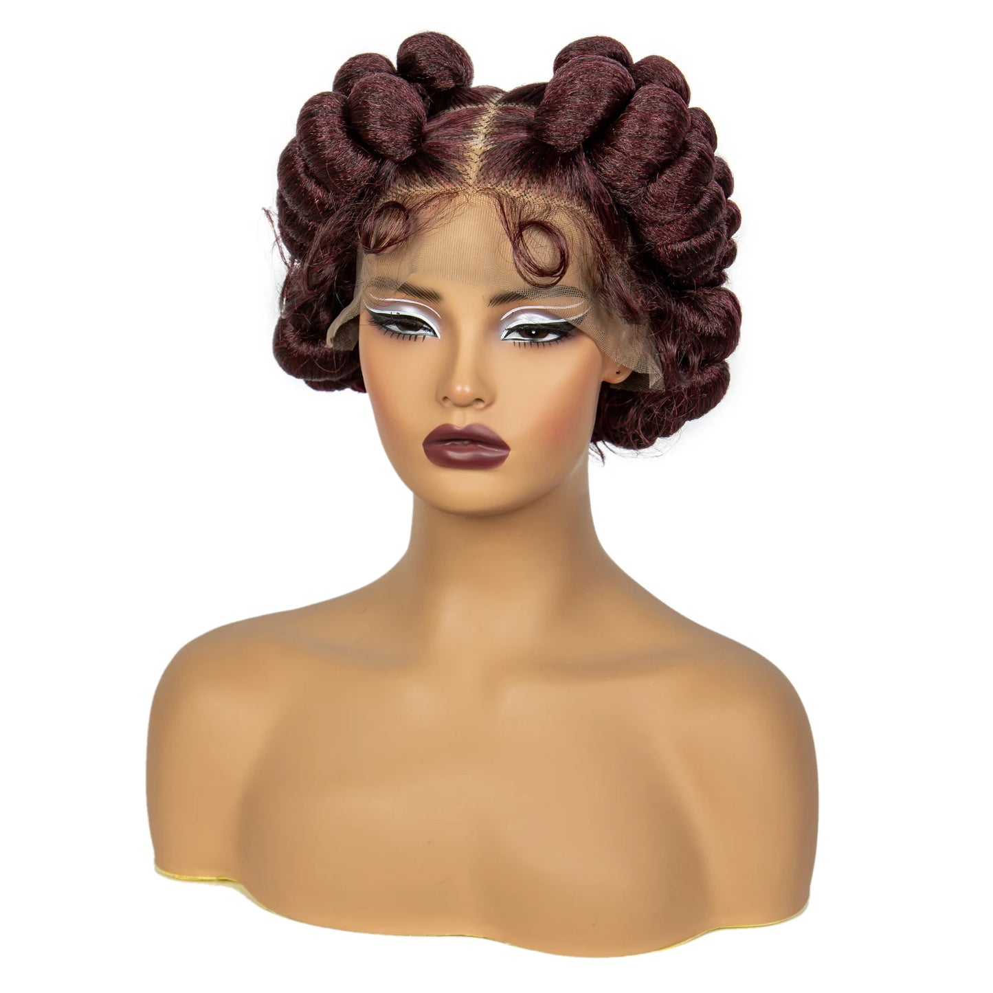 6" Short Cute Handmade Bantu Knotless Braids Wig | Transparent Full Lace Luxegan