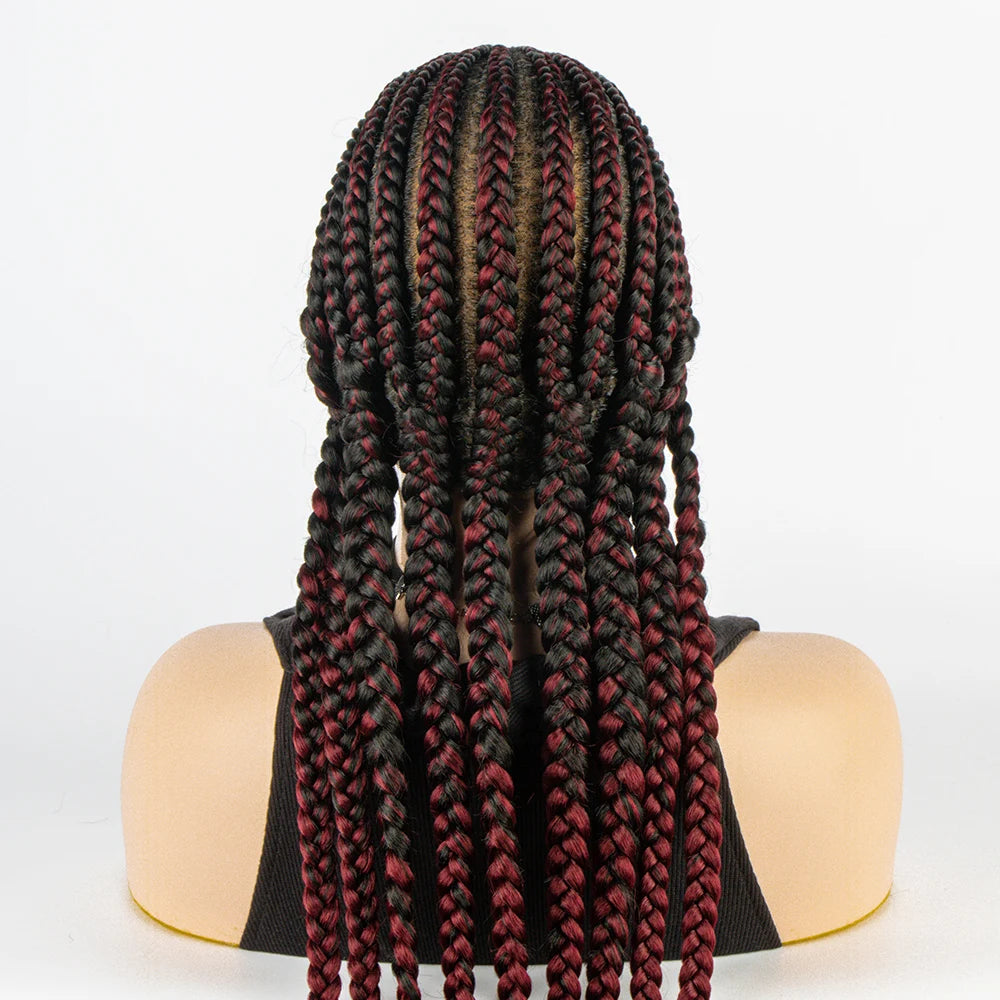 36" Long Cornrow Braids Wig | Full Lace Frontal | Baby Hair Luxegan
