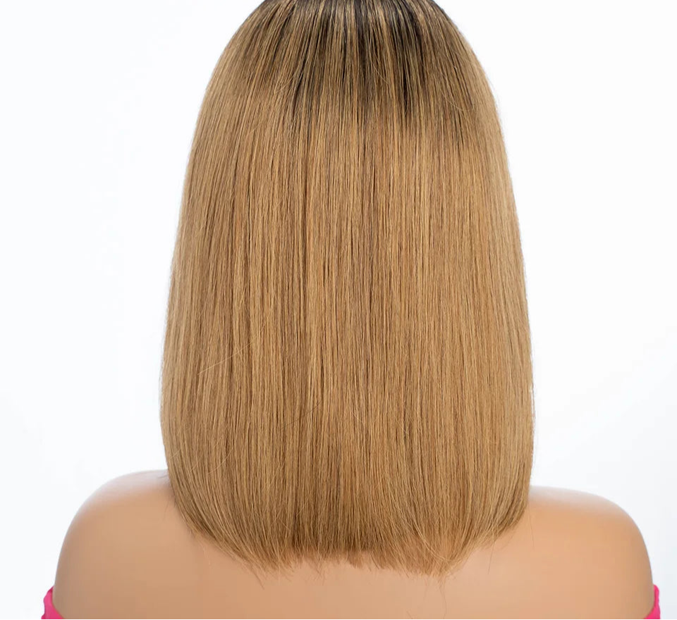 180% Density Honey Blonde Bob Wig | Straight T-Part Lace Front Brazilian Human Hair Luxegan