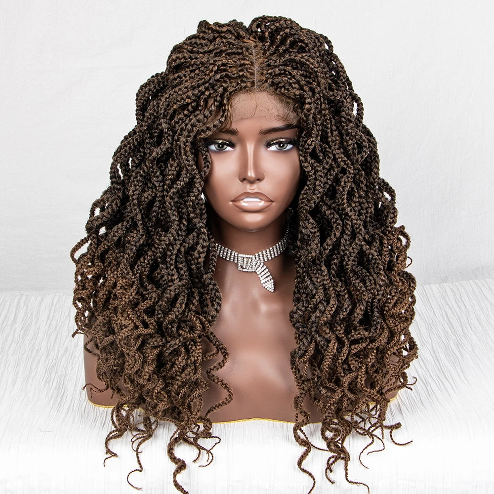 18" Knotless Box Braids Wig | Synthetic Lace Front Luxegan
