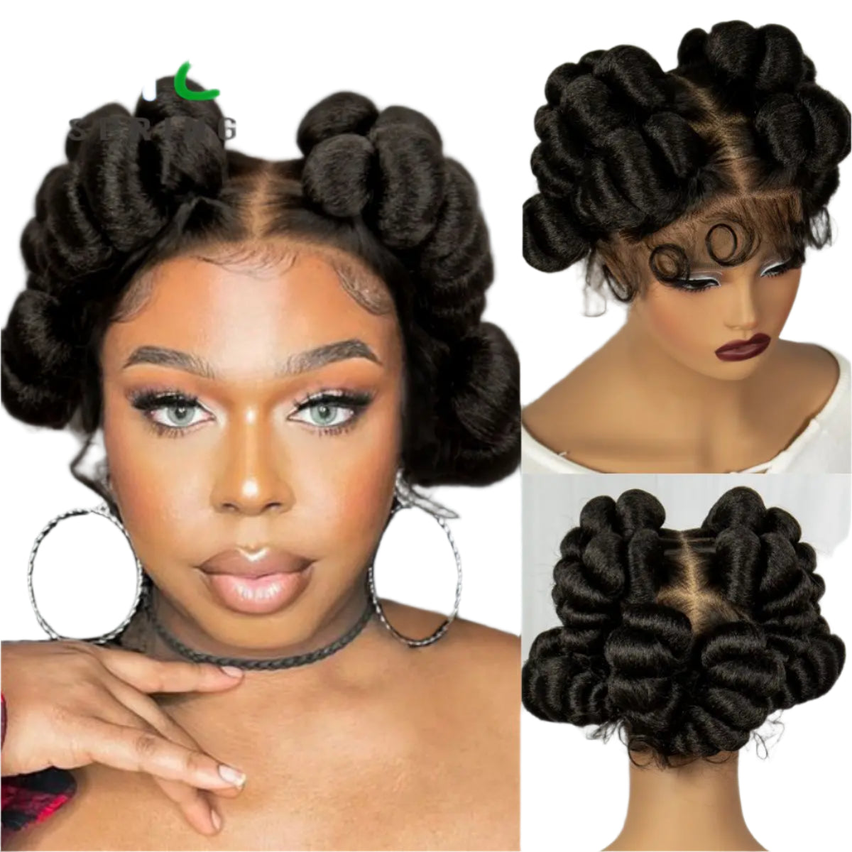 6" Short Bantu Knotless Braids Wig | 1B/30 Ombre | Full Lace Luxegan