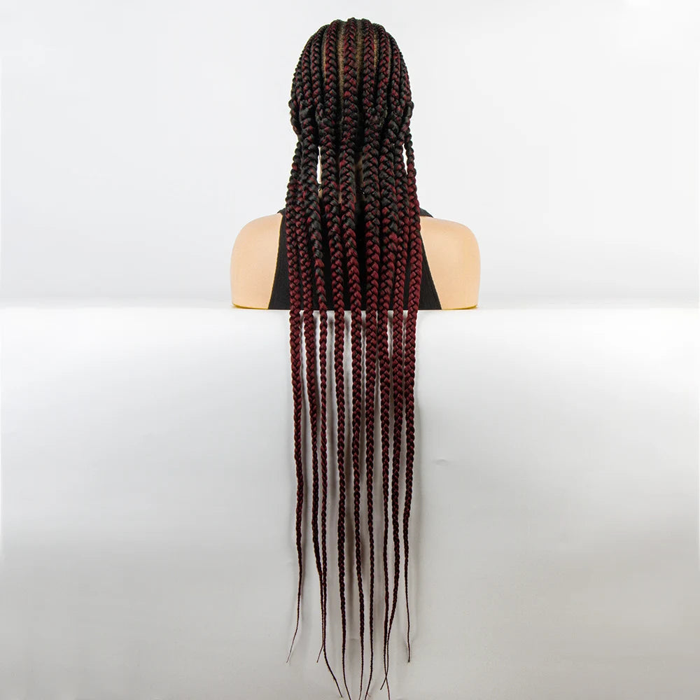 36" Long Cornrow Braids Wig | Full Lace Frontal | Baby Hair Luxegan