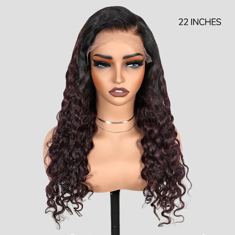 7x6 Burgundy PartingMax Glueless HD Lace Wig | Straight Body Wave Water Wave Burmese Curly Luxegan
