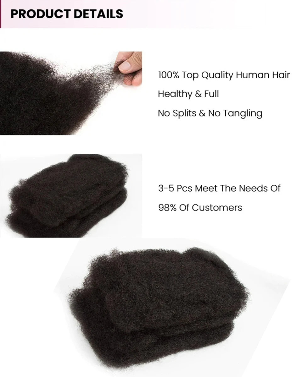 Brazilian Grey Kinky Curly Bulk Human Hair | Remy Hair Extensions | Dreadlock Braiding Hair | 50g/Pack