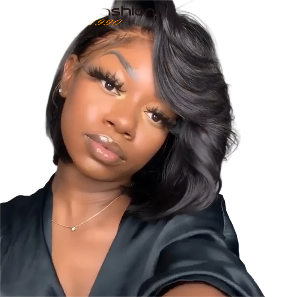 Pixie Cut Bob Wig | Straight Human Hair with Long Side Part Bangs Luxegan