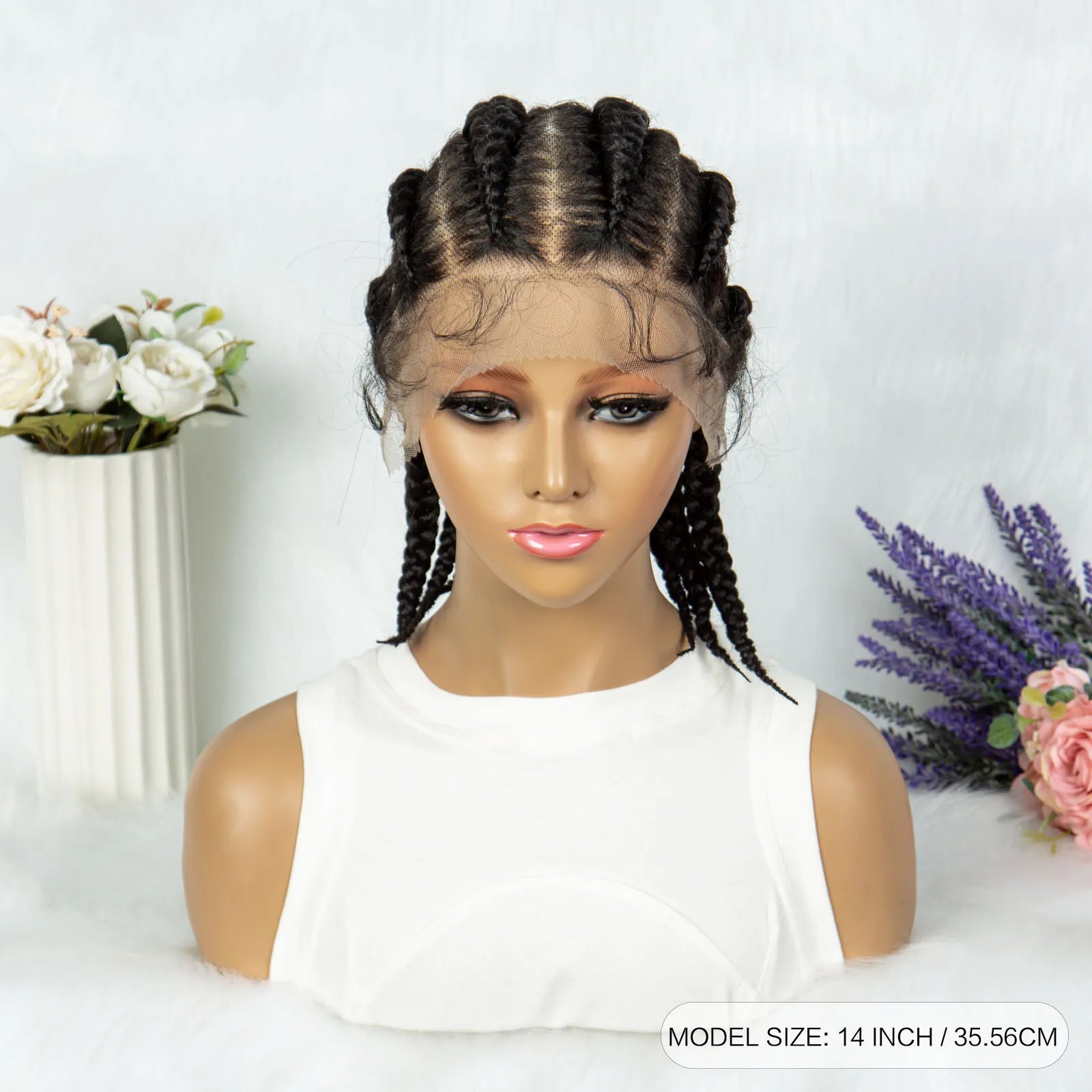 Full Lace Knotless Box Braids Wig | Cornrow Accent Luxegan
