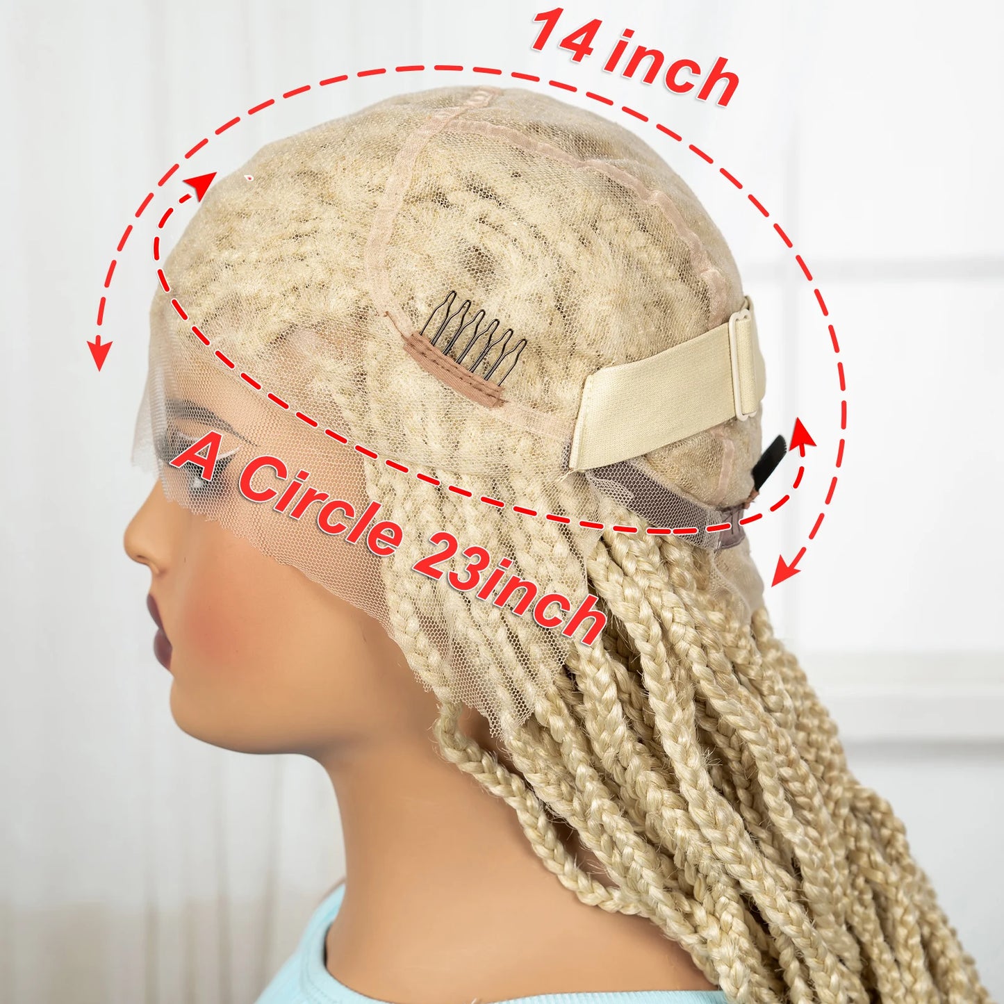 36" Long 613 Blonde Knotless Box Braids Wig | Full Lace Frontal Twist Luxegan