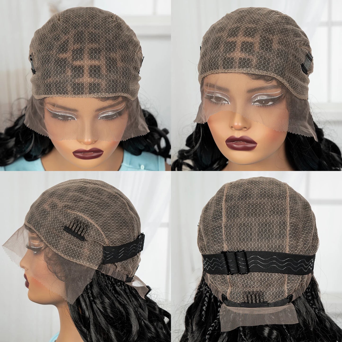 18" Bouncy Wavy Knotless Braids Wig | Full Lace | Bangs | Baby Hair Luxegan