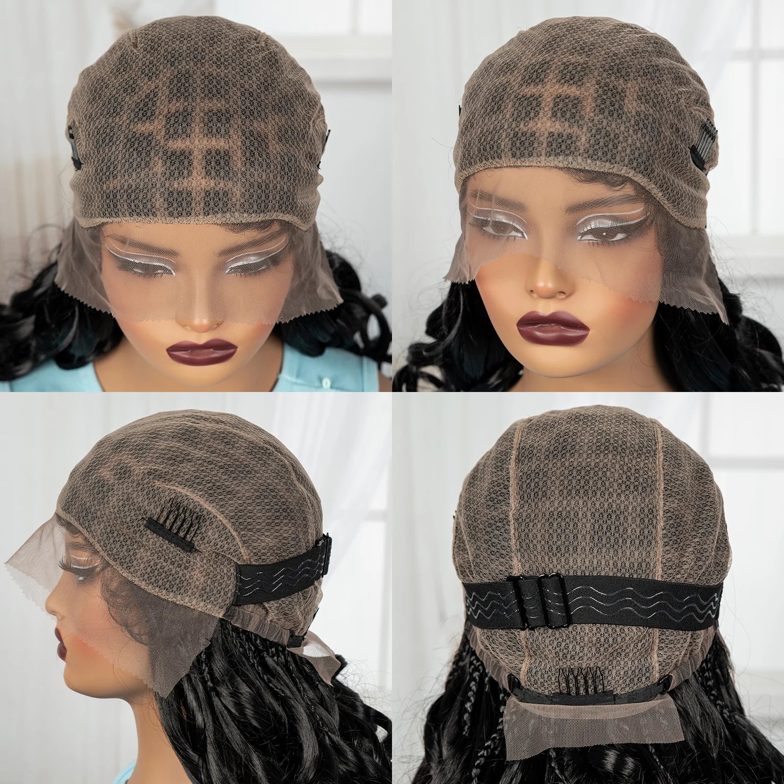 18" Bouncy Wavy Knotless Braids Wig | Full Lace | Bangs | Baby Hair Luxegan