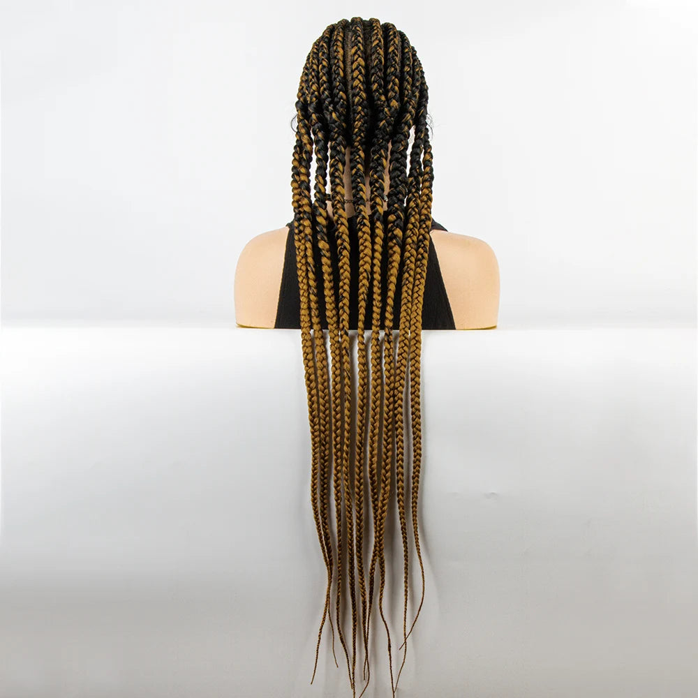 36" Long Cornrow Braids Wig | Full Lace Frontal | Baby Hair Luxegan