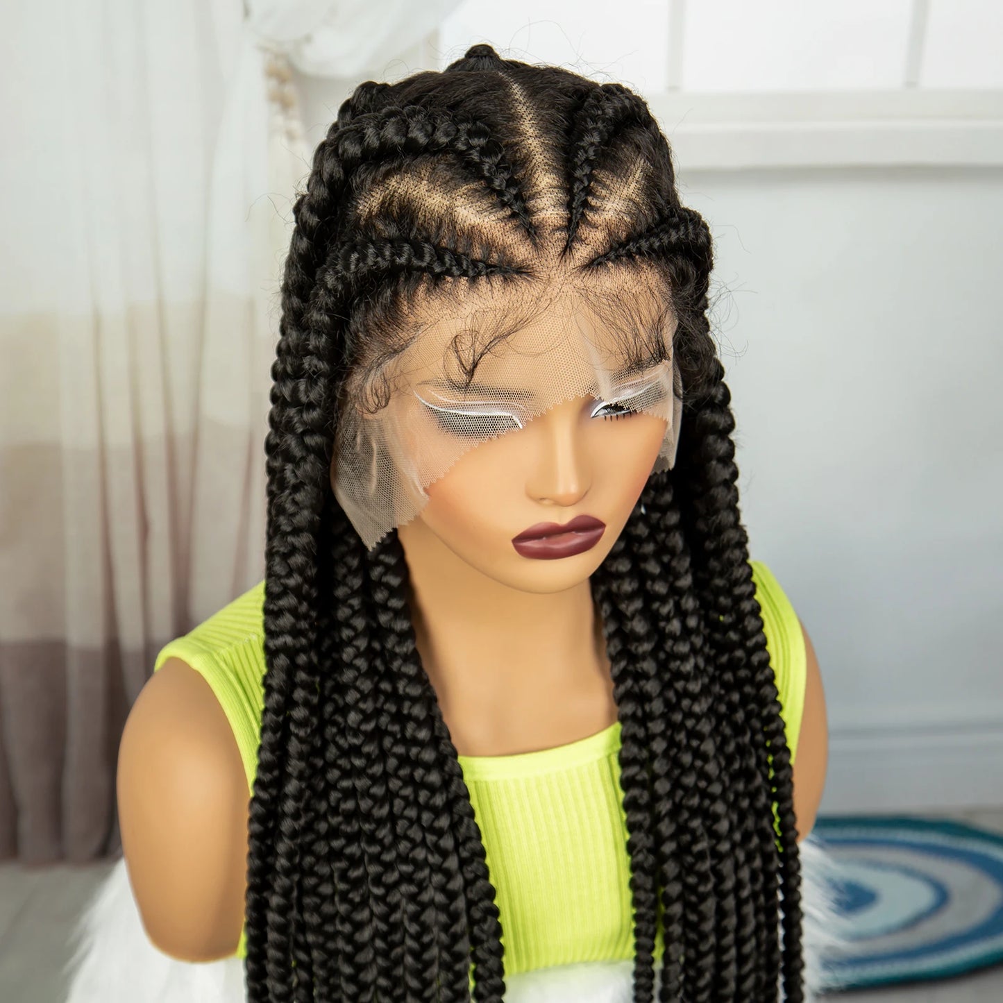 38" Cornrow Knotless Braids Wig | Full Lace | Baby Hair | Long Braids Luxegan