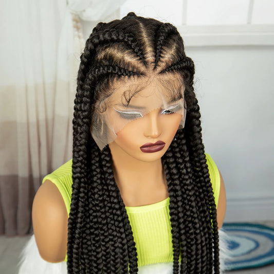 38" Cornrow Knotless Braids Wig | Full Lace | Baby Hair | Long Braids Luxegan
