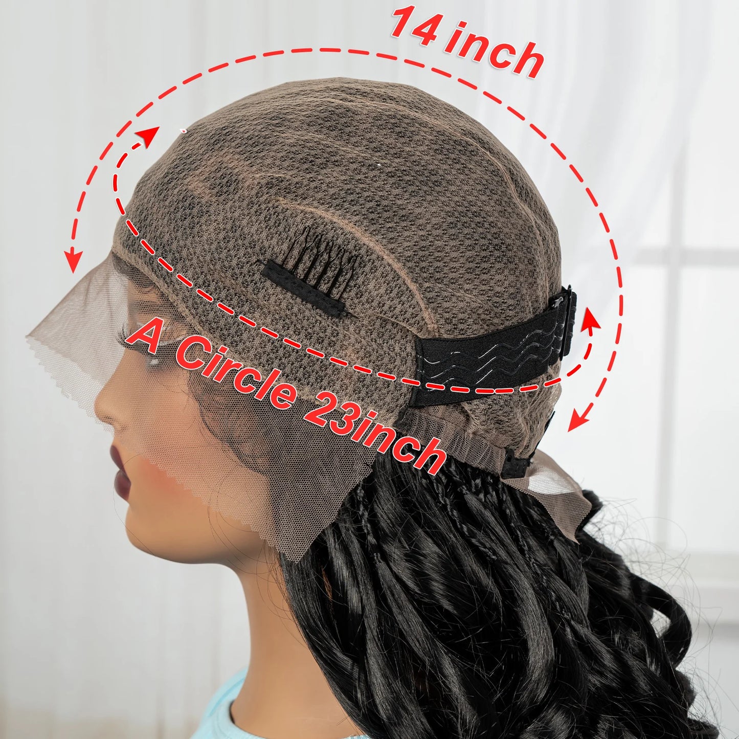 18" Bouncy Wavy Knotless Braids Wig | Full Lace | Bangs | Baby Hair Luxegan