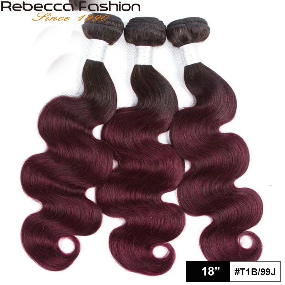 Rebecca Ombre Body Wave Human Hair Bundles | 1B/4/27/30/99J/613 Blonde Two & Three-Tone Remy Weave Deals