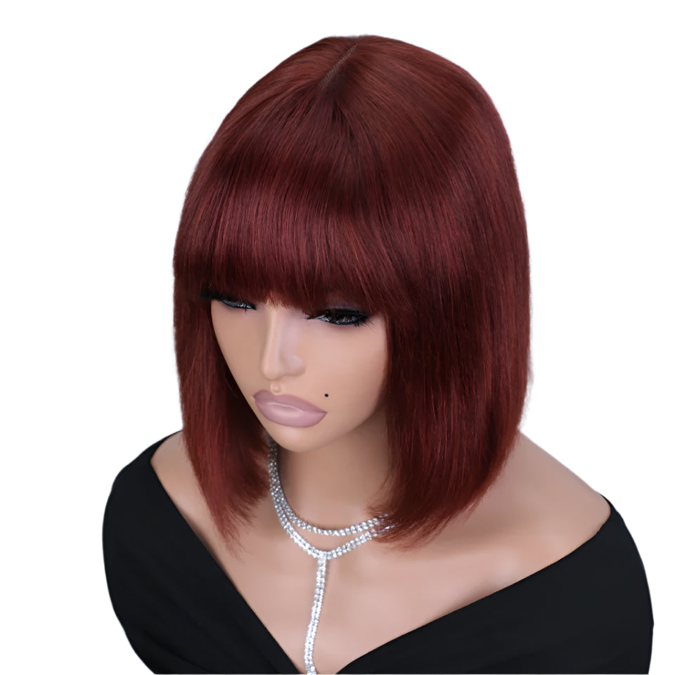 Ombre P4/30 Bob Wig with Bangs | 2.5"x1" Lace Top Straight Human Hair Luxegan
