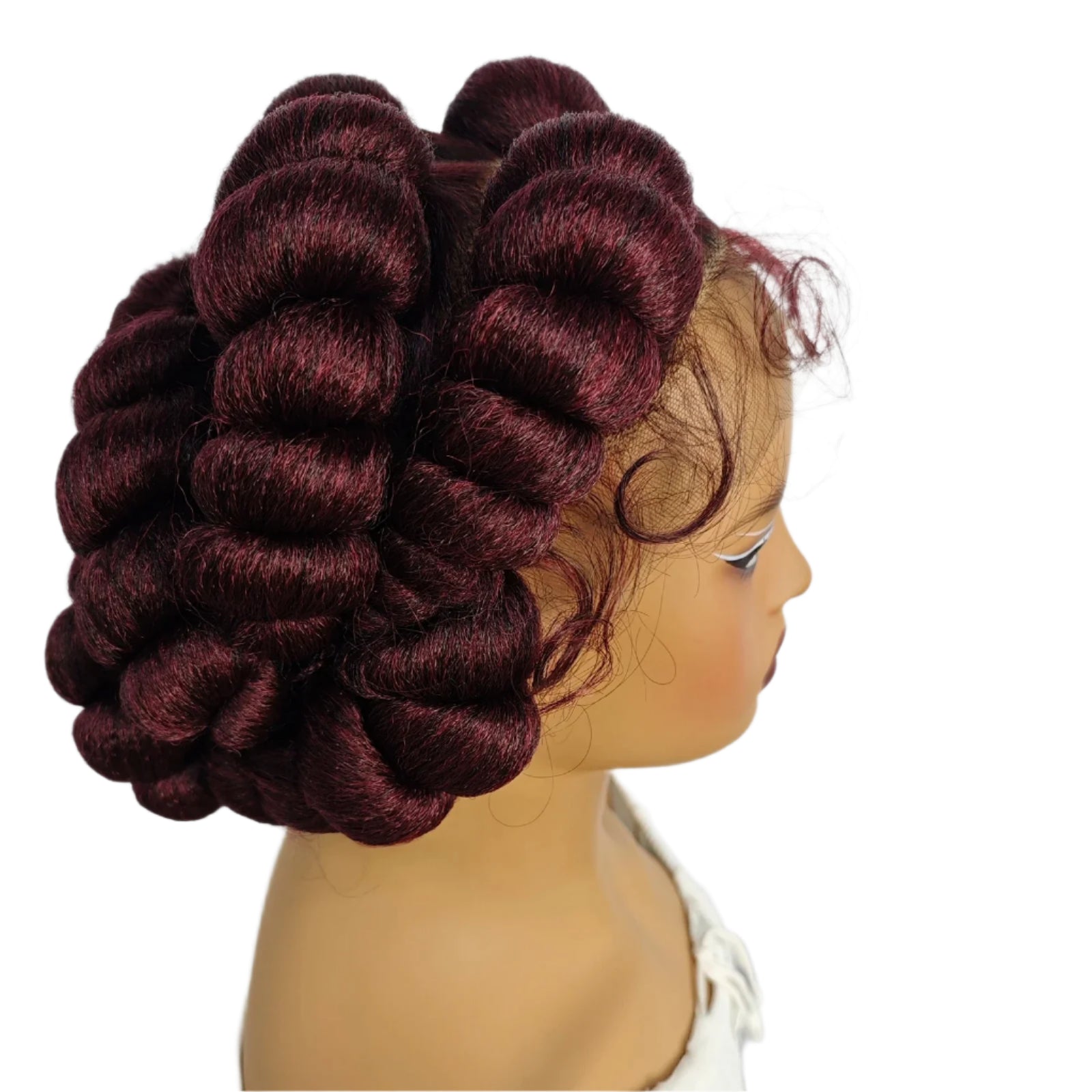 Ginger Orange Bantu Knotless Braids Wig | Short Cute Handmade | Full Lace Luxegan