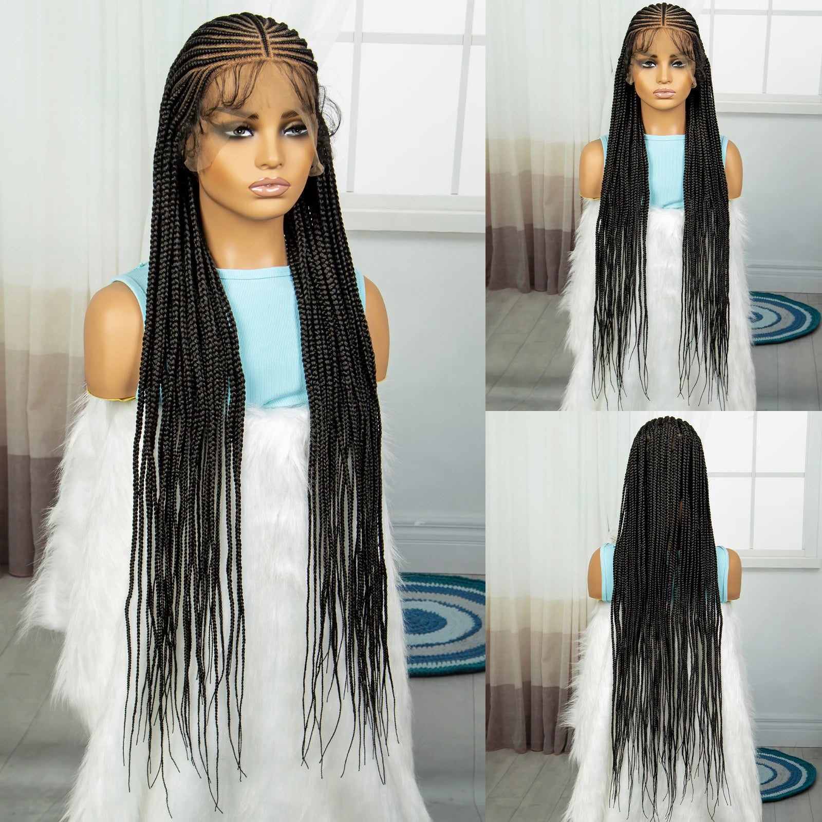 Cornrow Knotless Box Braids Wig | Full Lace Frontal | Baby Hair Luxegan