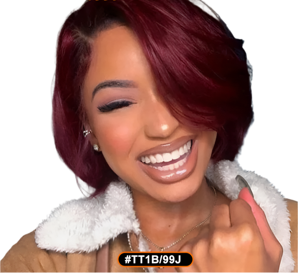 Pixie Cut Bob Wig | Straight Human Hair with Long Side Part Bangs Luxegan