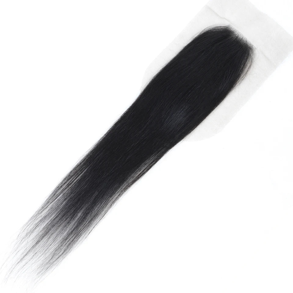 Straight Top Lace Closure | Middle Part Transparent Swiss Lace 100% Human Hair (180% Density) Luxegan
