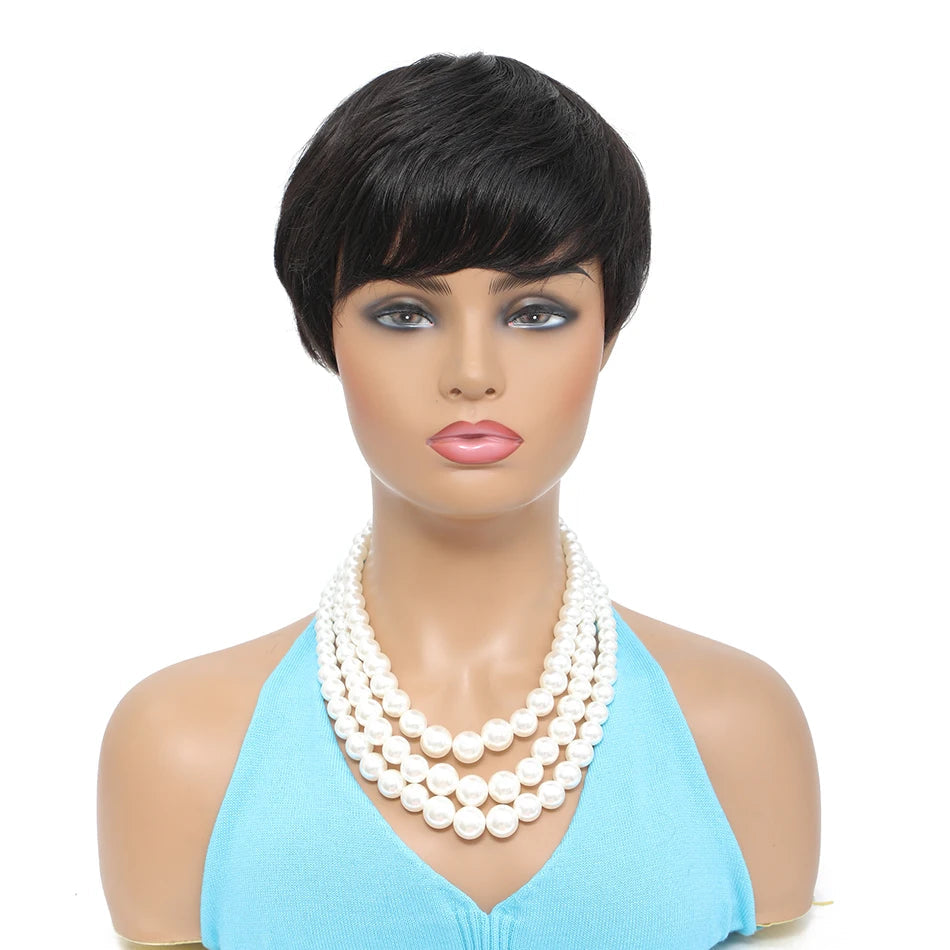 Pixie Cut Bob Human Hair Wig | Straight Remy Glueless Wig | Ready-to-Wear Machine Made
