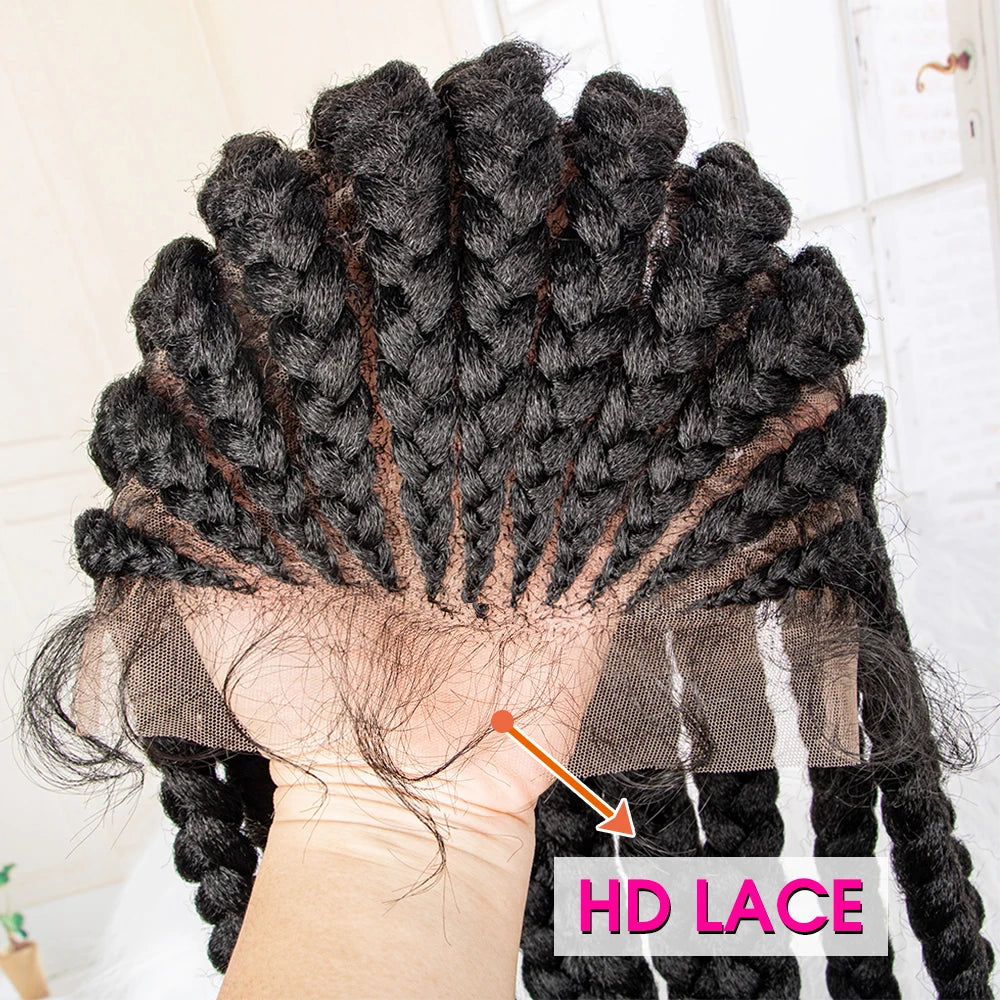 36" Box Braids Full Lace Wig | Baby Hair | Heat Resistant Synthetic Braids | Black Women Luxegan