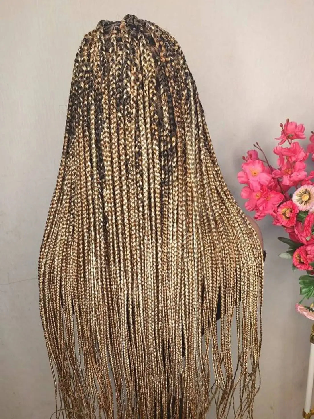 32" Mixed Blonde Knotless Braids Wig | Full Lace | 13x4/13x6 | Custom Made | Human Hair Blend Luxegan