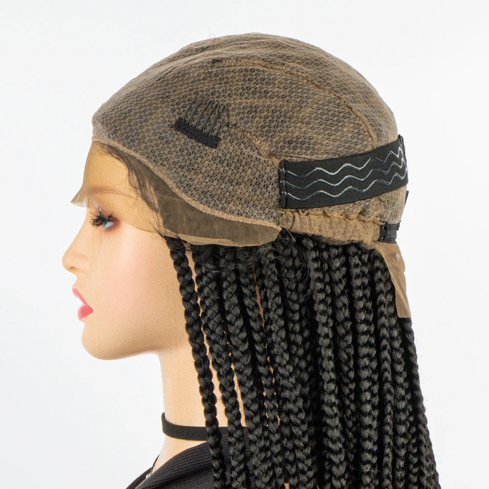 Double Full Lace Knotless Box & Cornrow Braids Wig Luxegan