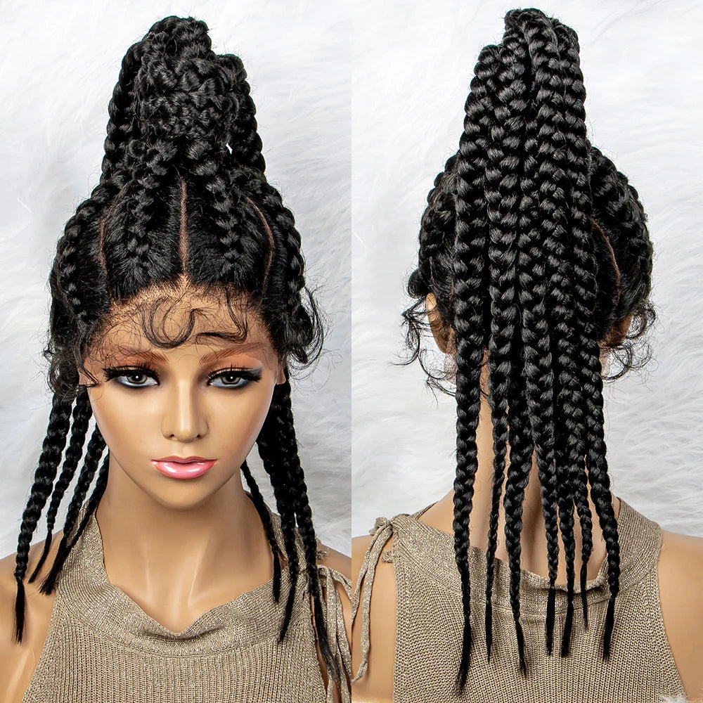 24" Braided Ponytail Wig | Lace Front with Baby Hair