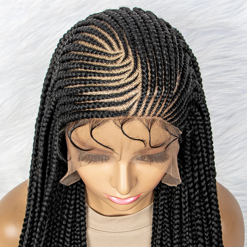 13x6 Lace Front Knotless Box Braided Wig with Baby Hair | Trendy Synthetic Braids Wig for Black Women Luxegan