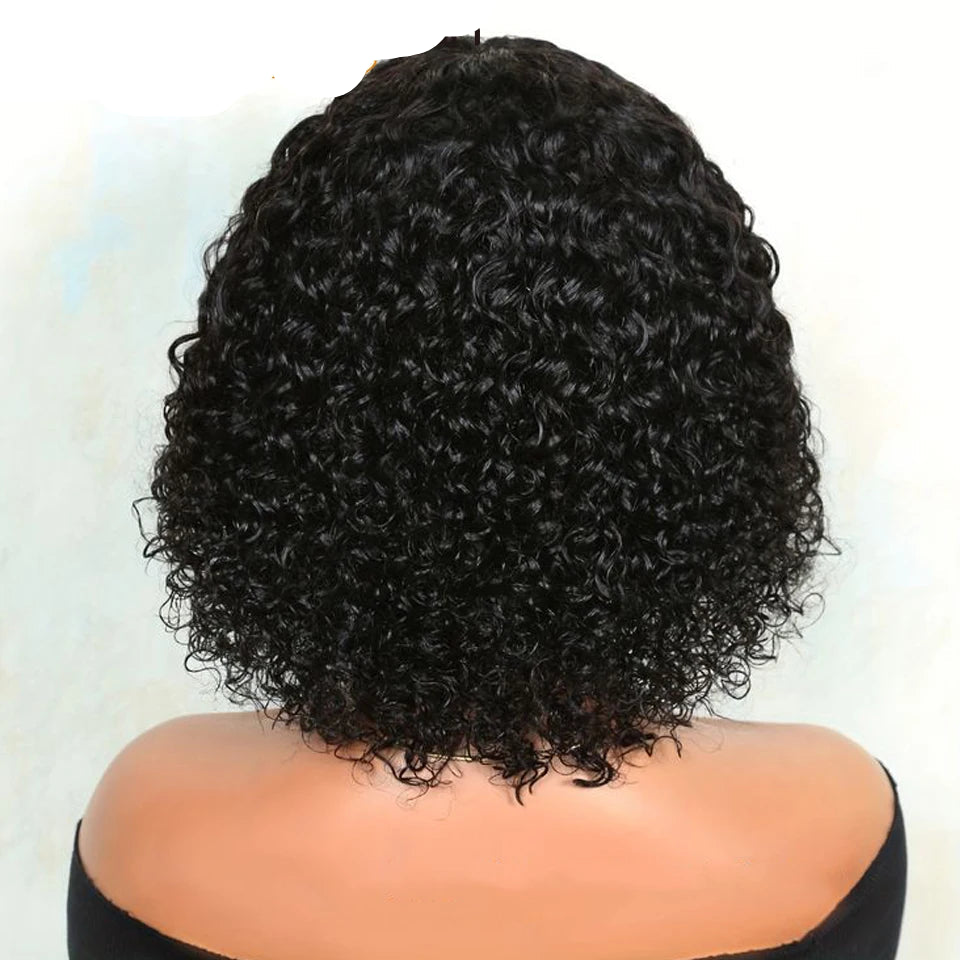 Brazilian Jerry Curly Human Hair Bob Wig with Bangs | Natural Highlight Honey Water Wave Kinky Curly Wigs for Women Luxegan