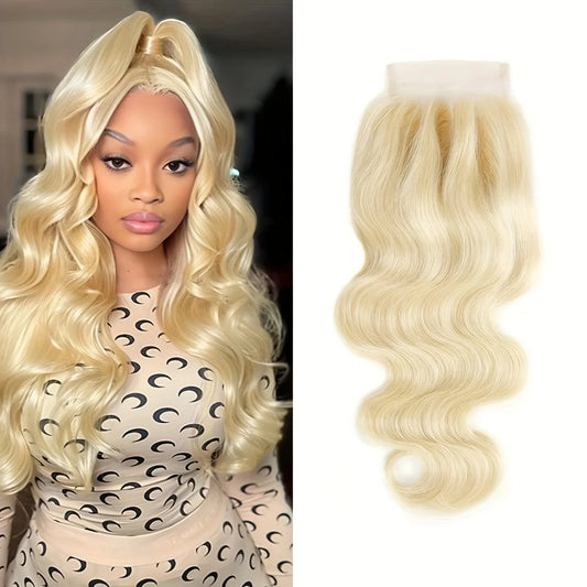 613 Blonde Body Wave 4x4 Lace Closure | Transparent Swiss Lace Brazilian Remy Human Hair Luxegan