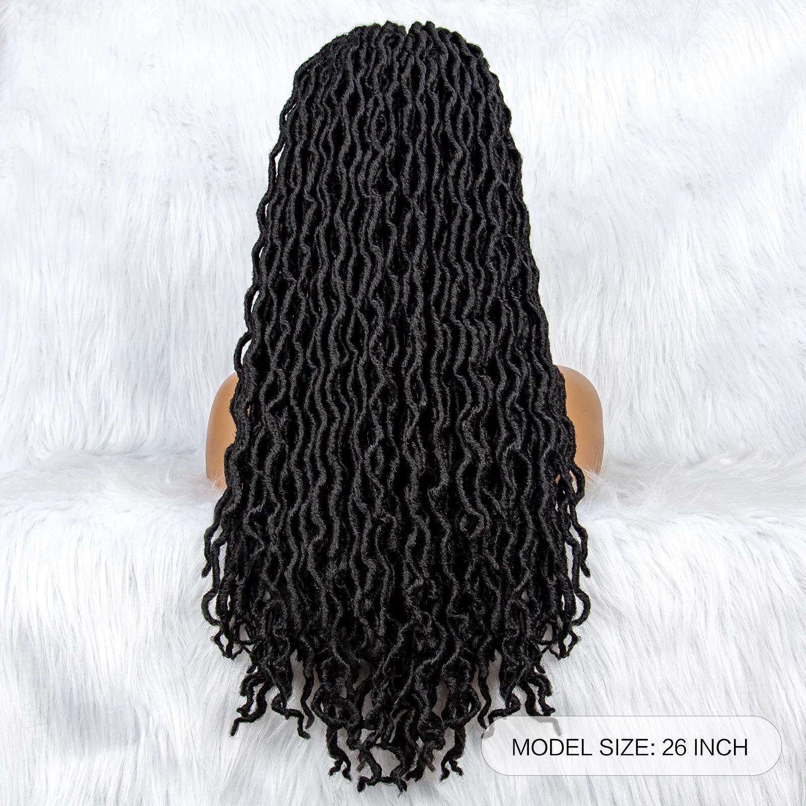 26" Goddess Locs Braided Wig | Lace Front Faux Locs Wig with Baby Hair | Synthetic Dreadlock Braids Wig for Women | Transparent Lace