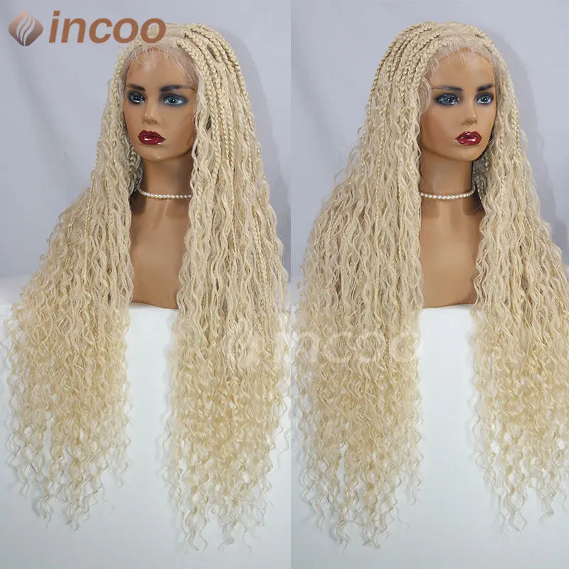 613 Blonde & Burgundy Butterfly Braids Wig | 36" Full Lace | Goddess Locs & Box Braids Luxegan