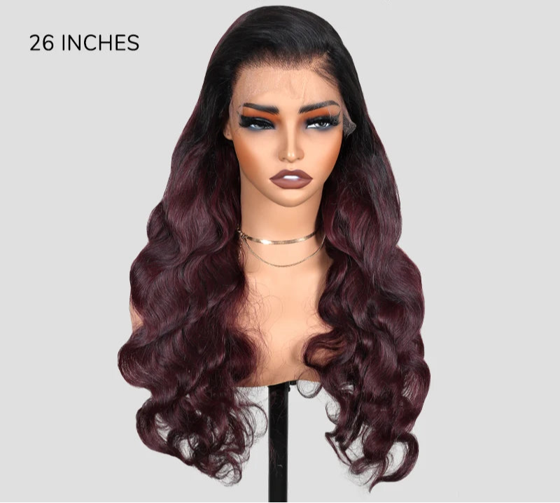 7x6 Burgundy PartingMax Glueless HD Lace Wig | Straight Body Wave Water Wave Burmese Curly Luxegan