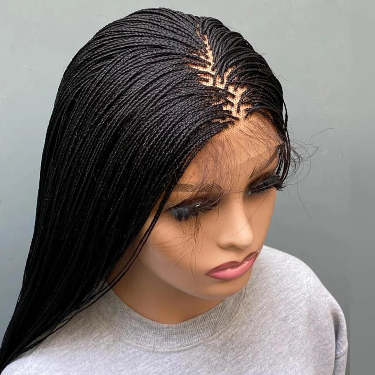 Glueless Micro Braid Wig | 13x4 Lace Frontal | Customizable Tiny Braids | For Black Women