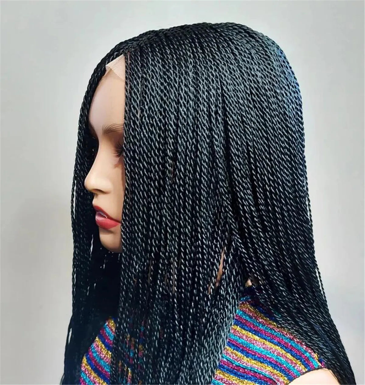 Senegalese Micro Twist Braided Wig | Bob Length | Light Passion Twist | Lace Front Wig | Black Women