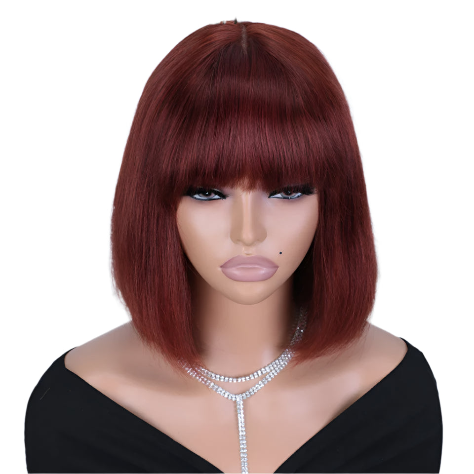 Ombre P4/30 Bob Wig with Bangs | 2.5"x1" Lace Top Straight Human Hair Luxegan