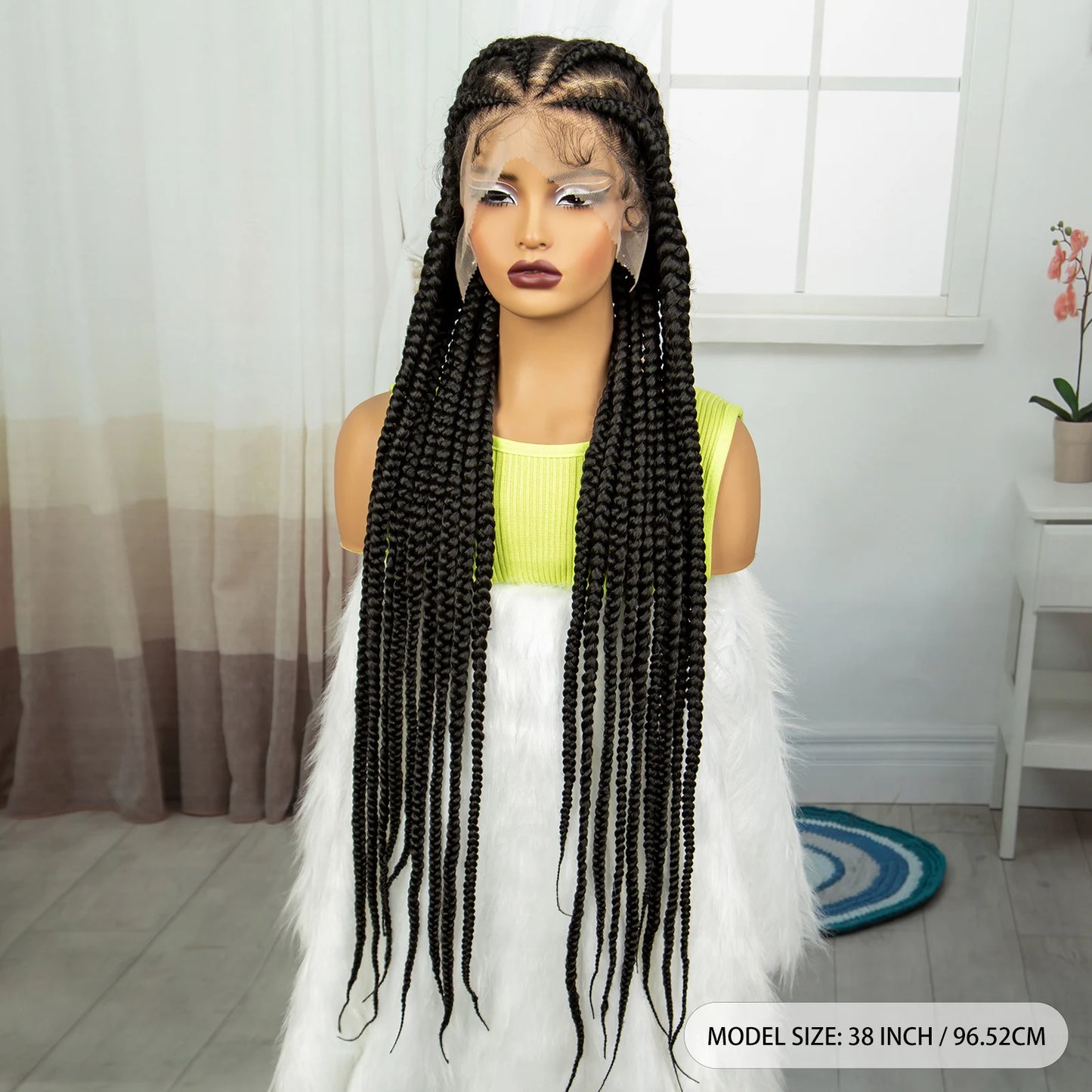 38" Cornrow Knotless Braids Wig | Full Lace | Baby Hair | Long Braids Luxegan