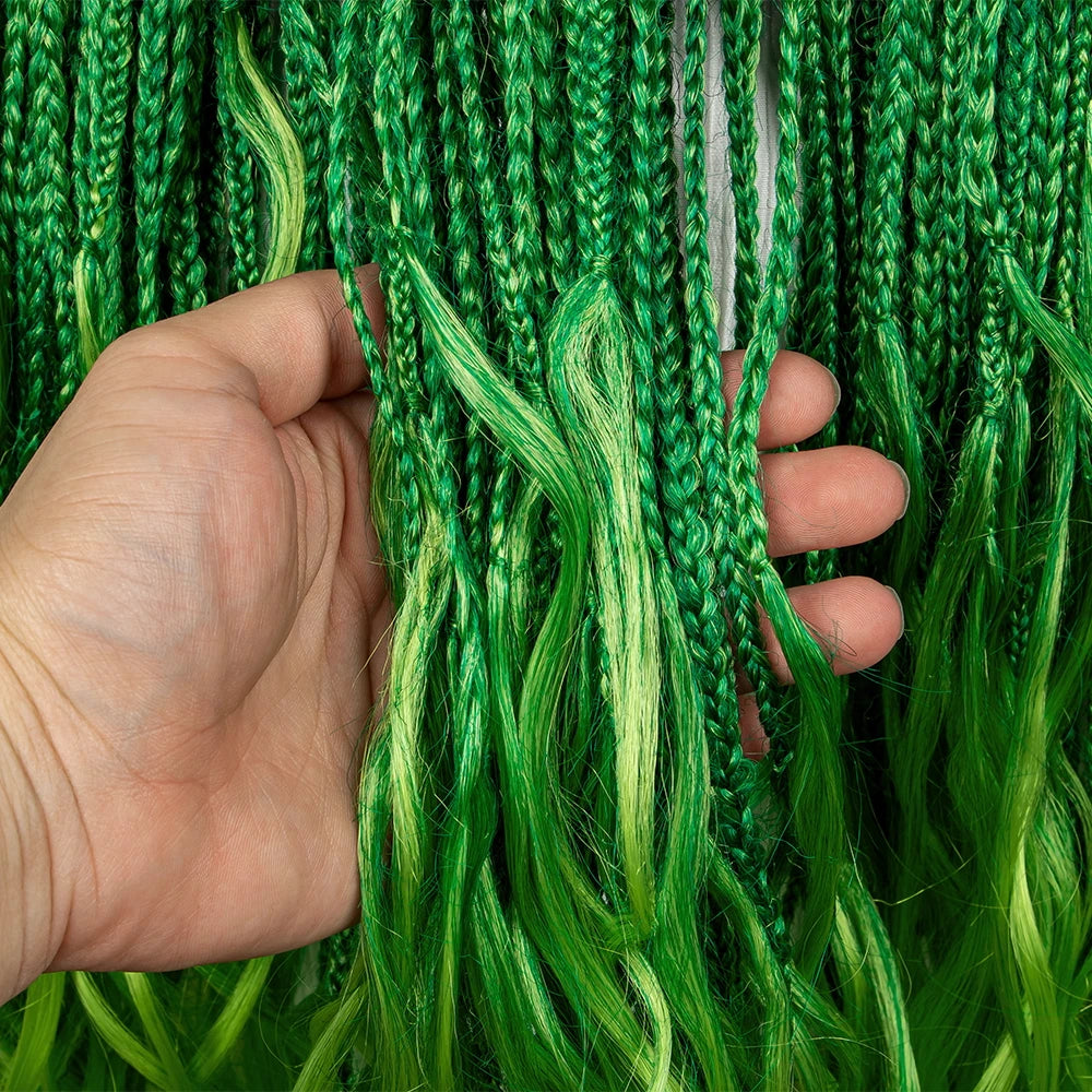 36" Water Wave Braided Wig | Lace Front | Baby Hair | Long Braids Luxegan