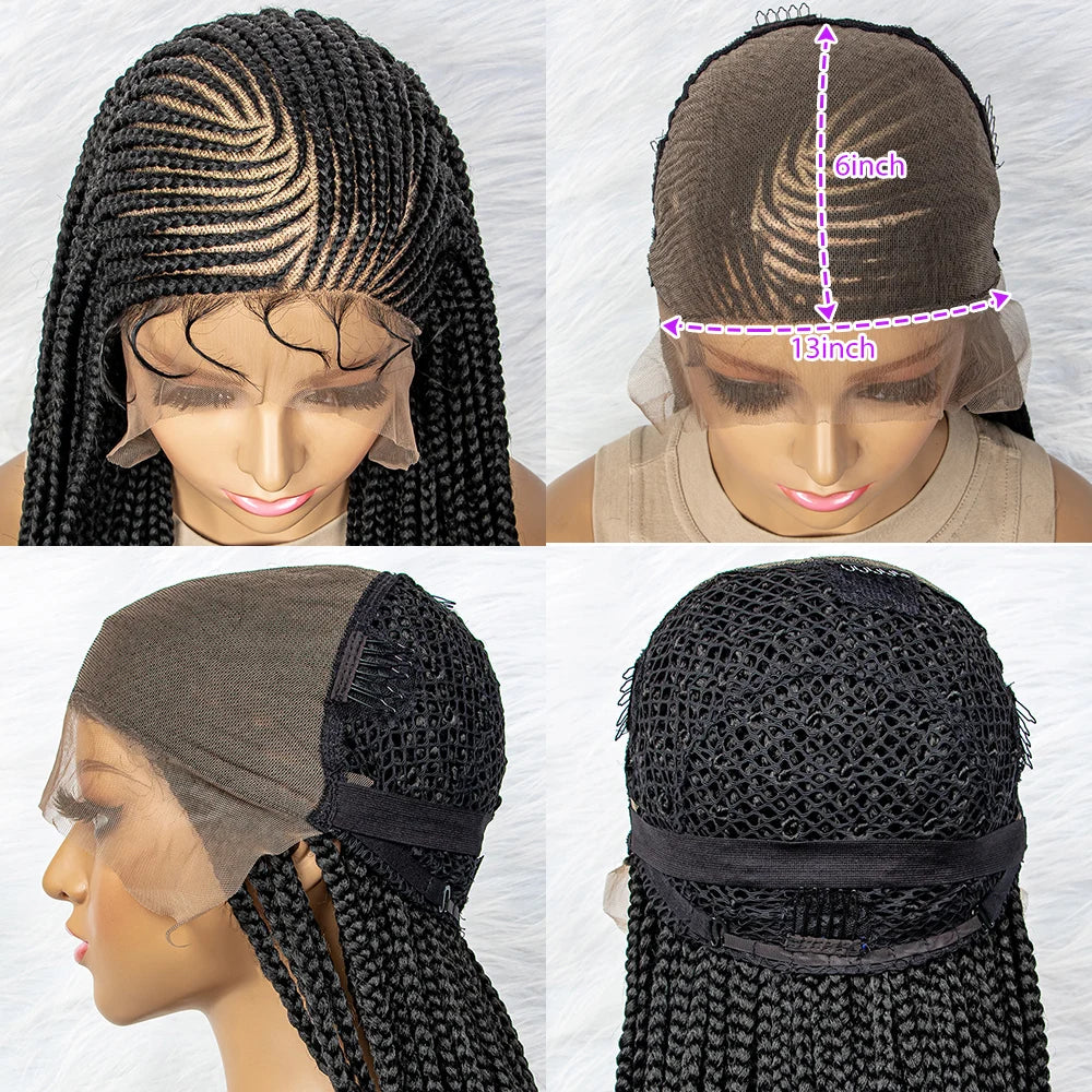 13x6 Lace Front Knotless Box Braided Wig with Baby Hair | Trendy Synthetic Braids Wig for Black Women Luxegan