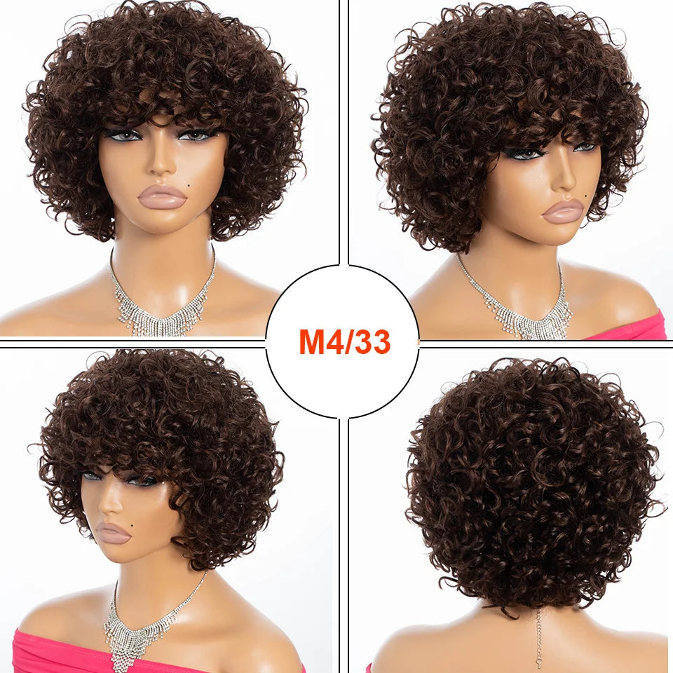 Rebecca 10 Inch Ombre 1B/#4 Curly Bob Wig | Water Wave Brazilian Remy Human Hair Luxegan