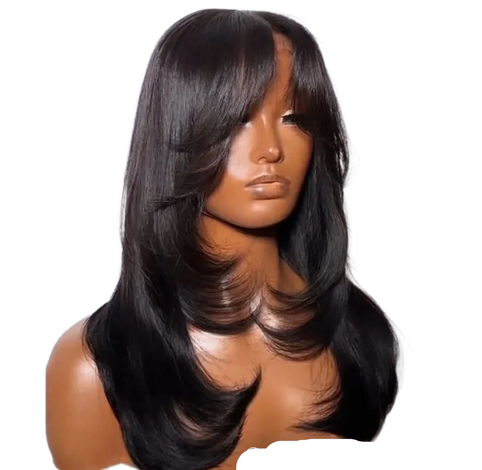 Layered Human Hair Wig with Curtain Bangs | 13x4 Lace Front & 4x4 Closure | Glueless Wear-to-Go Luxegan